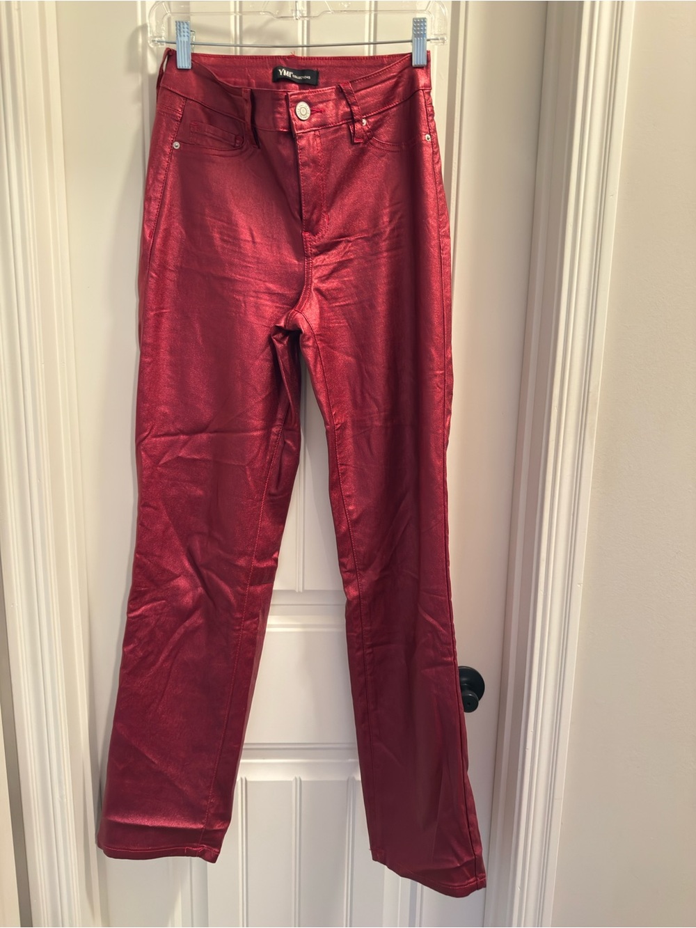 YMI Metallic Red Straight-Leg Jeans
